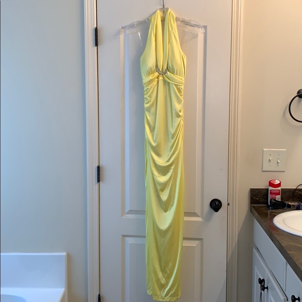Junior formal yellow dress